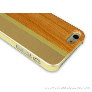 Elegant Stripe Wood and Aluminum Apple iPhone Wooden Back C